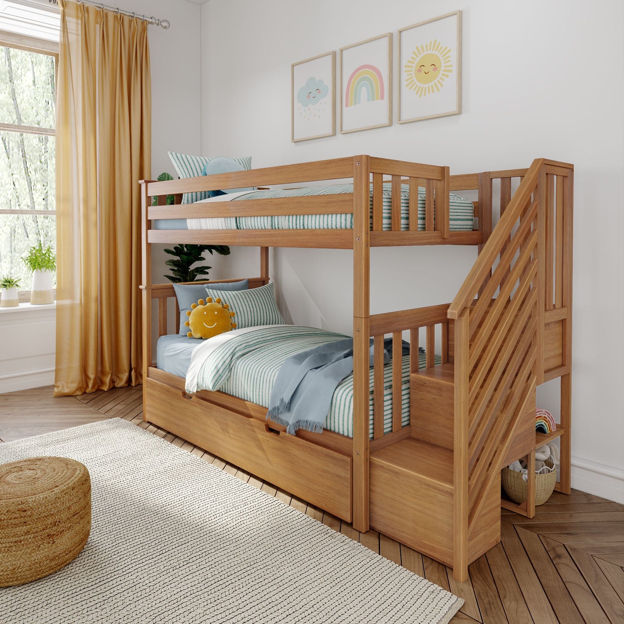 Twin Over Twin Bunk Bed With Stairs & Trundle - Image 4