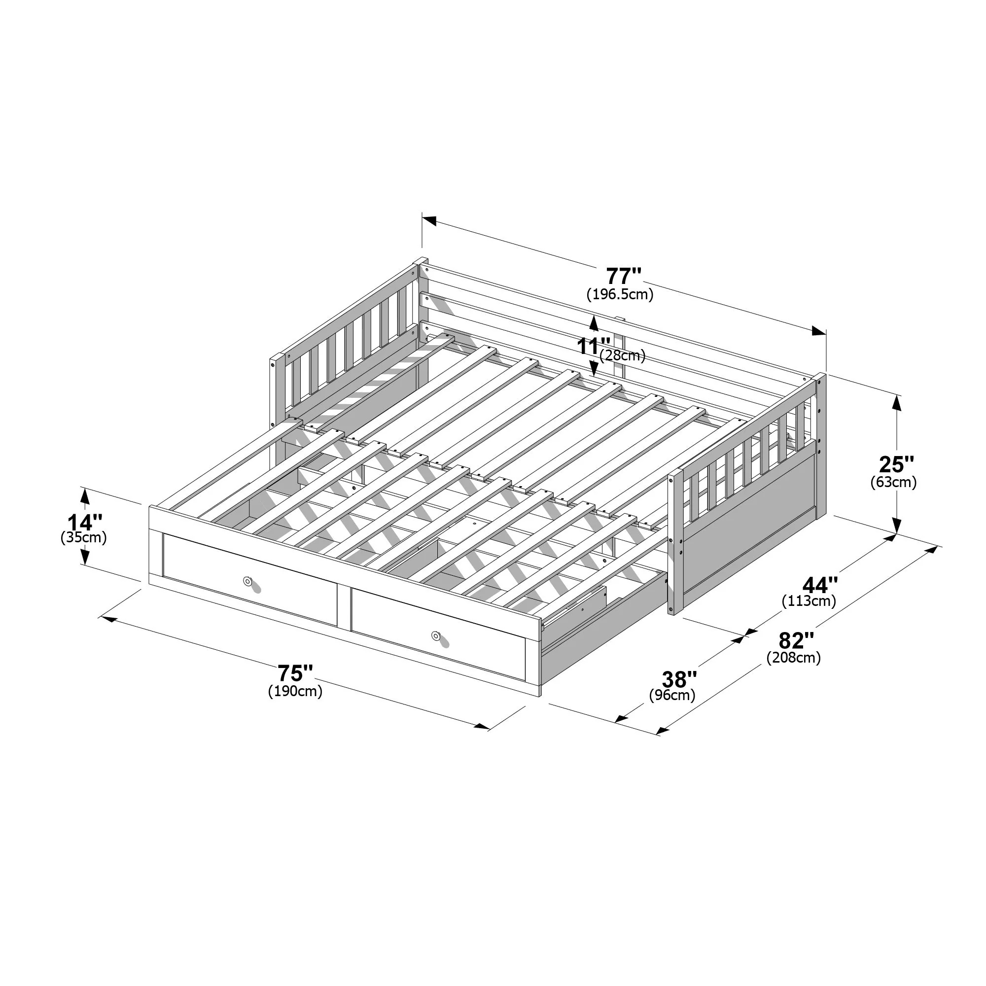 Elizabeth Twin to King Daybed With Storage Drawers - Image 40