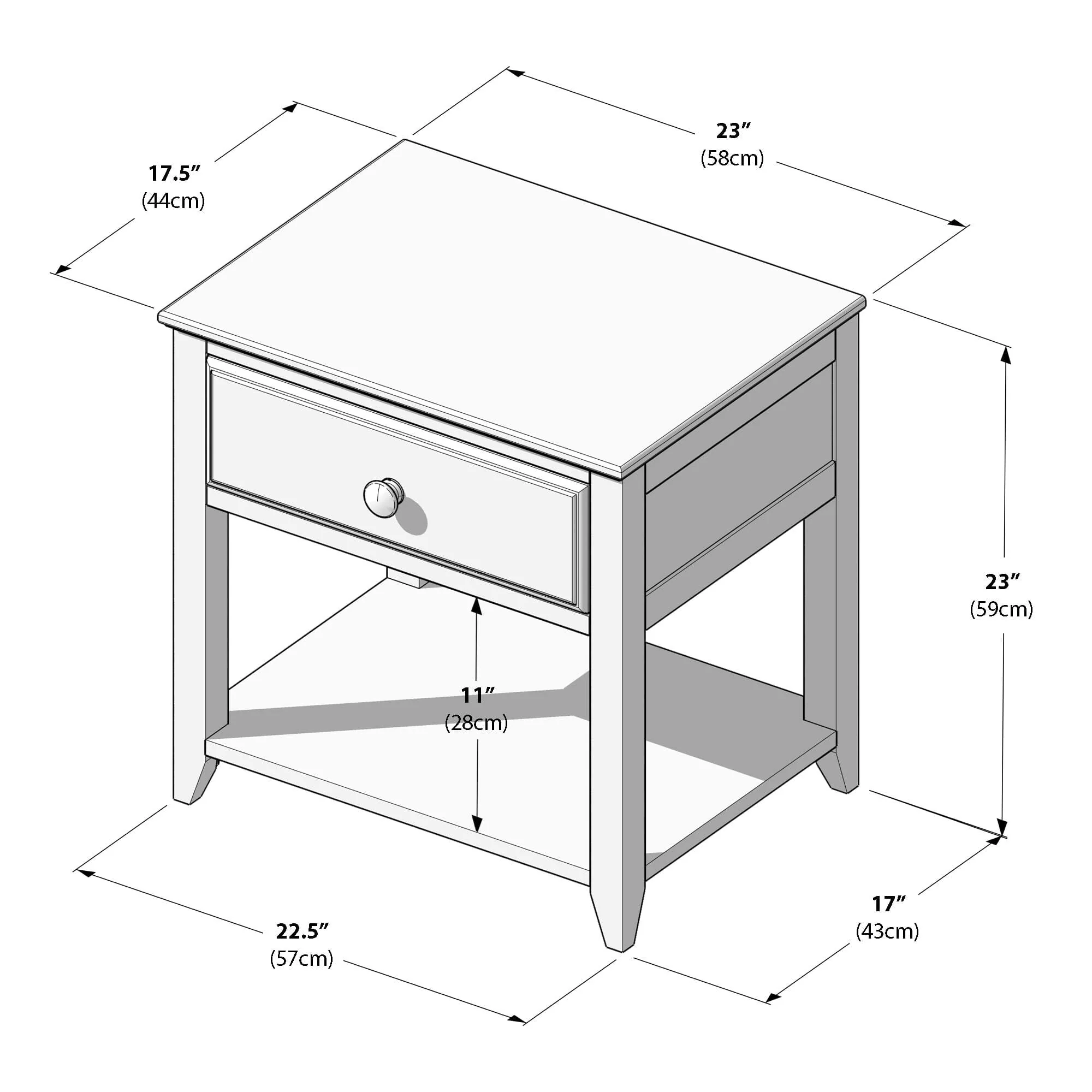 Nightstand with Drawer and Shelf - Image 34