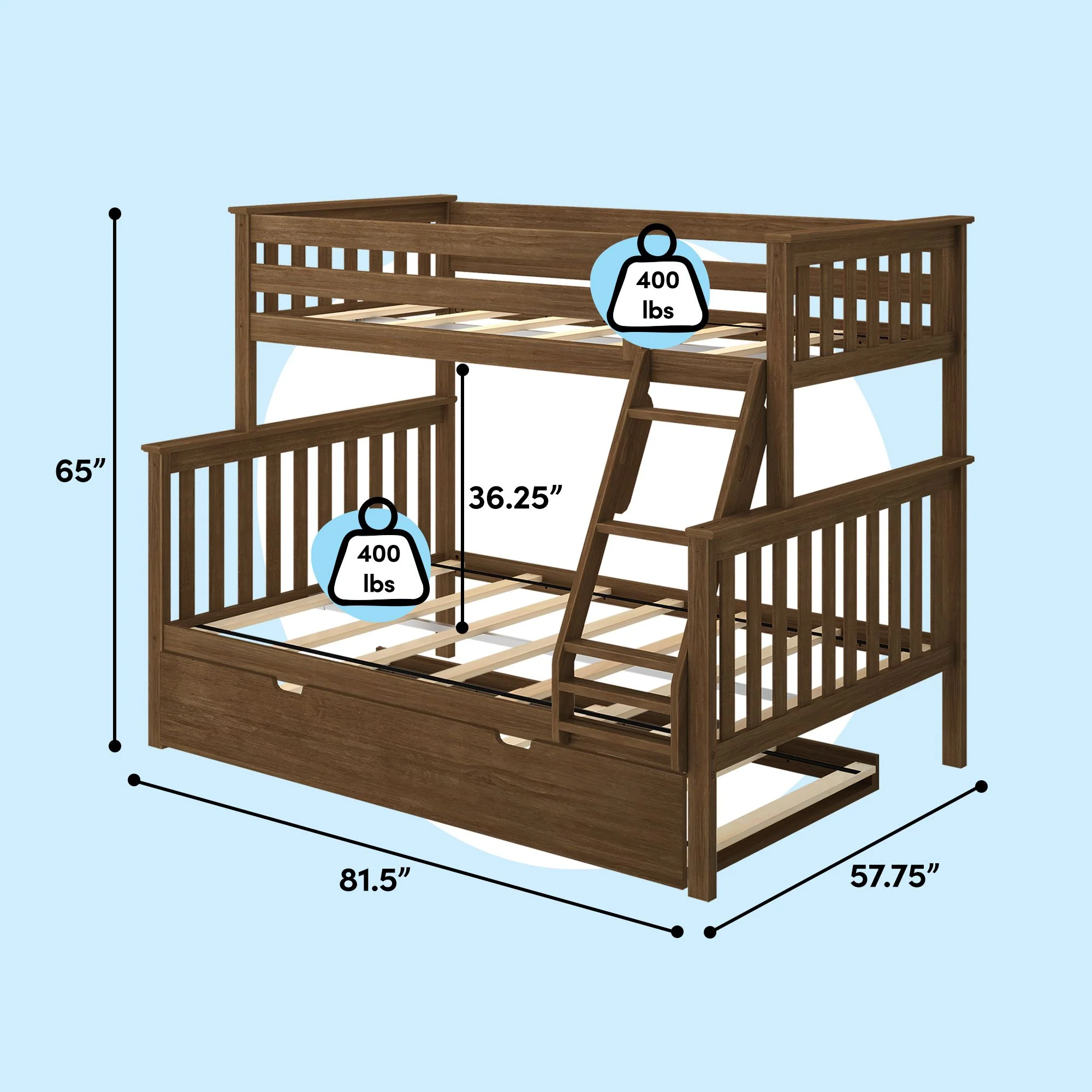 Twin Over Full Bunk Bed With Trundle - Image 45