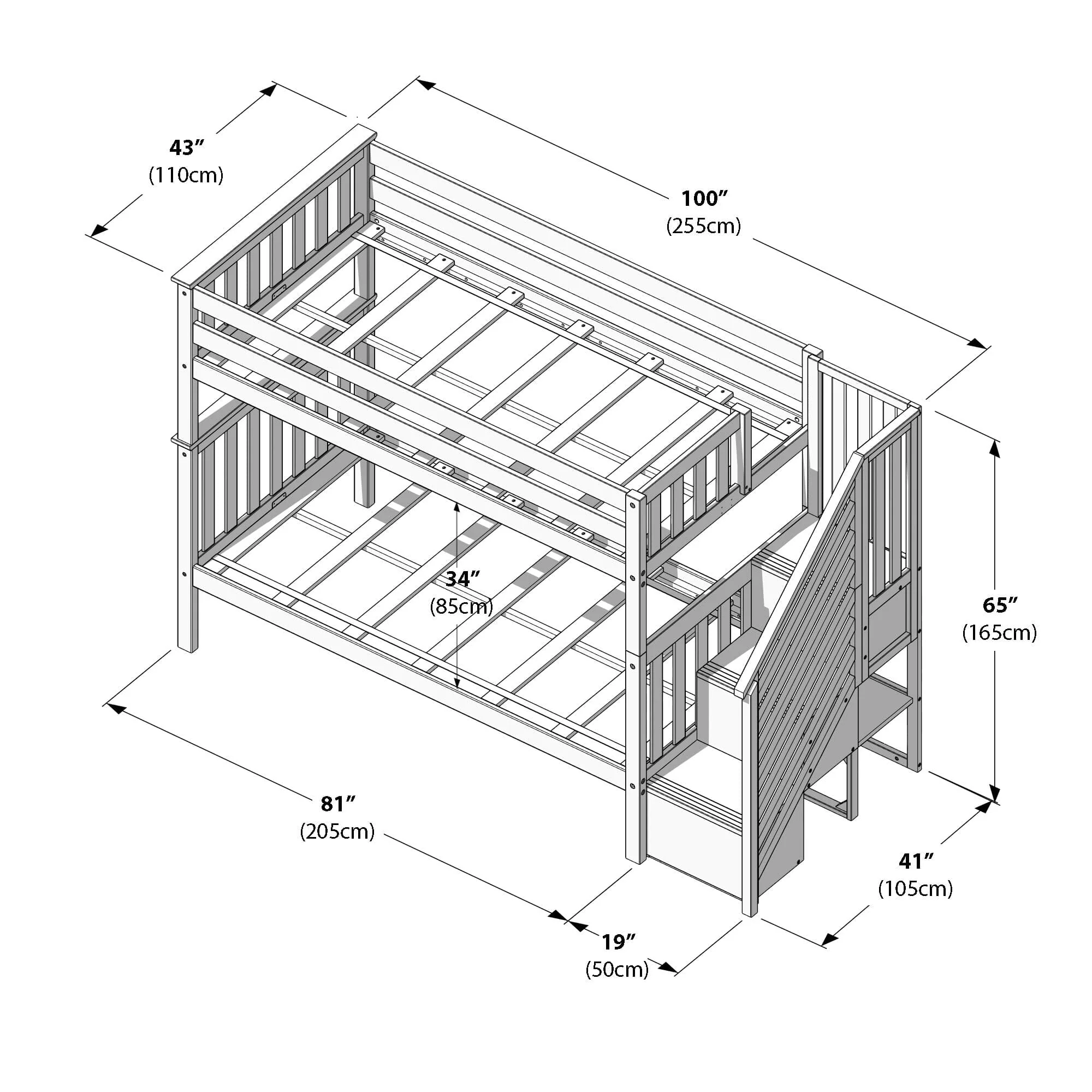 Twin Over Twin Bunk Bed With Stairs - Image 36