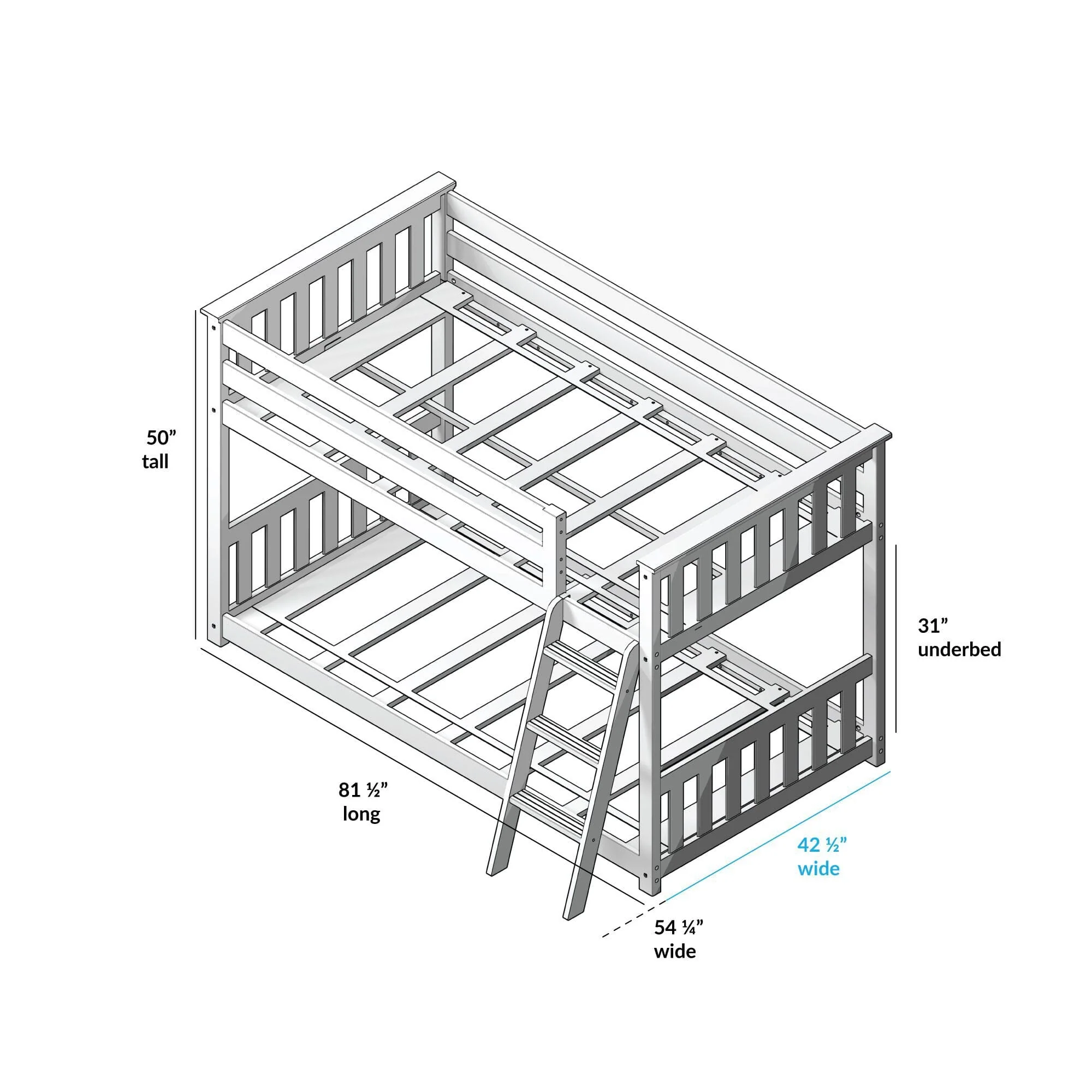 Twin Over Twin Low Bunk With Guardrails - Image 98