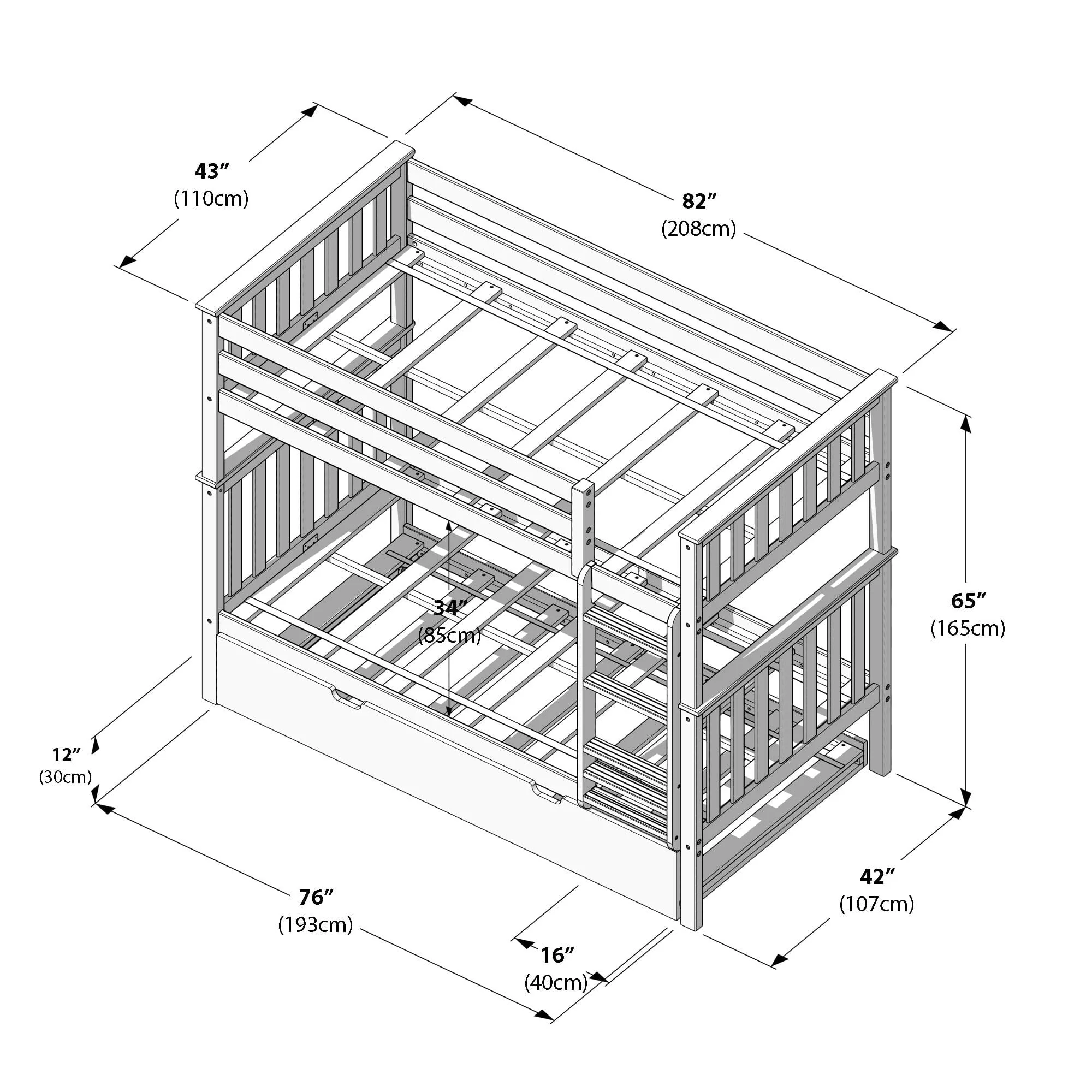 Twin Over Twin Bunk Bed With Trundle - Image 51