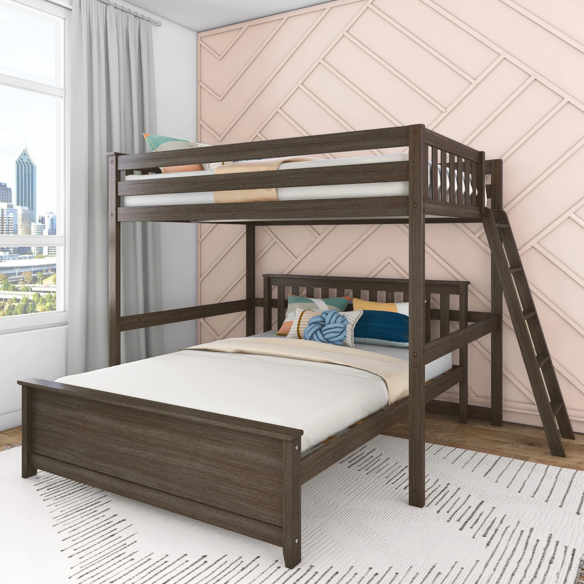 Full Over Queen L-Shaped Bunk Bed - Image 4
