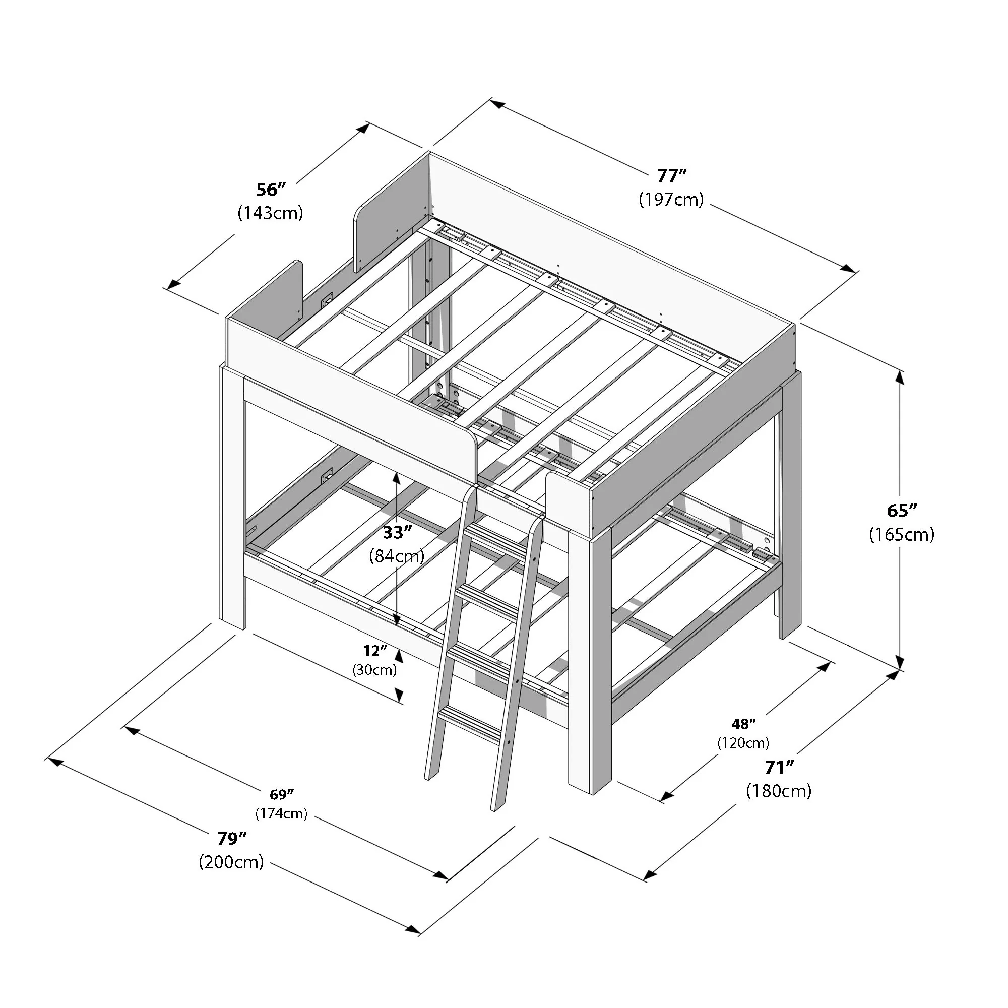 Mid-Century Modern Full Over Full Bunk Bed With Storage Drawers - Image 24