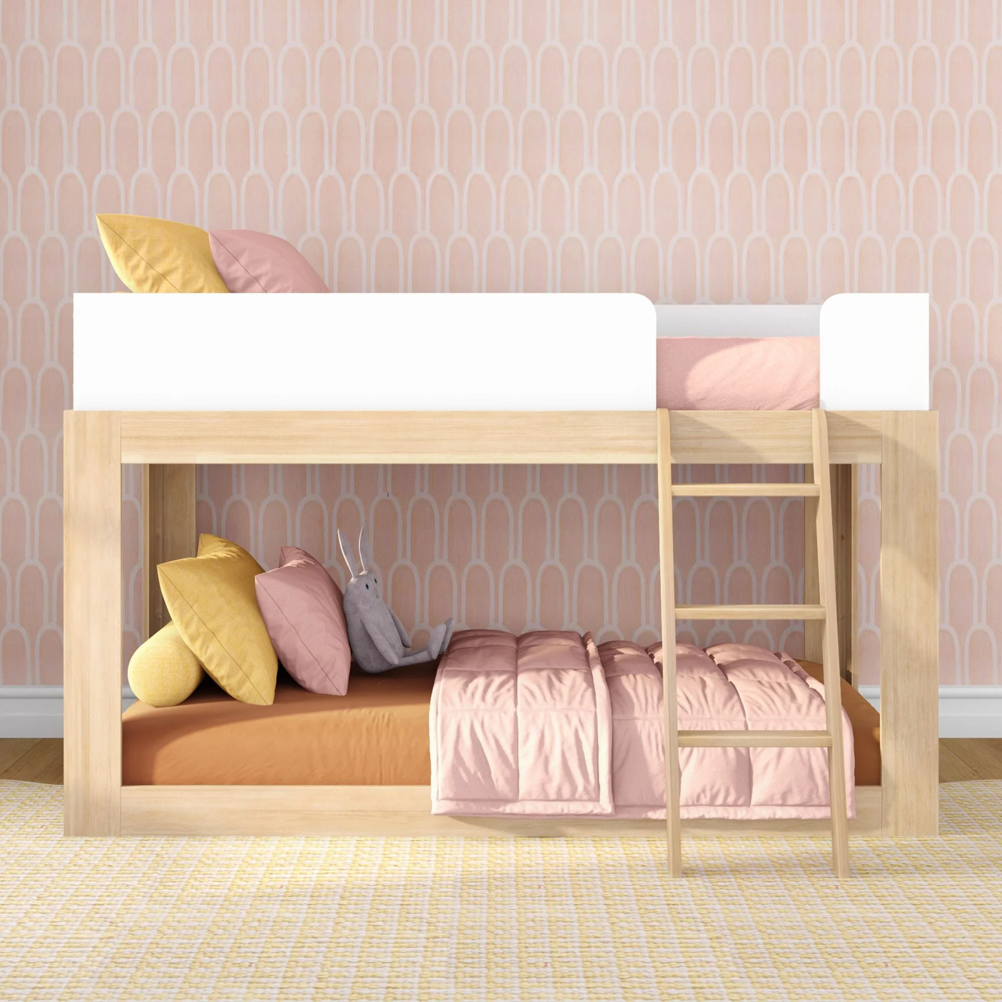 Mid-Century Modern Twin Over Twin Low Bunk Bed - Image 8