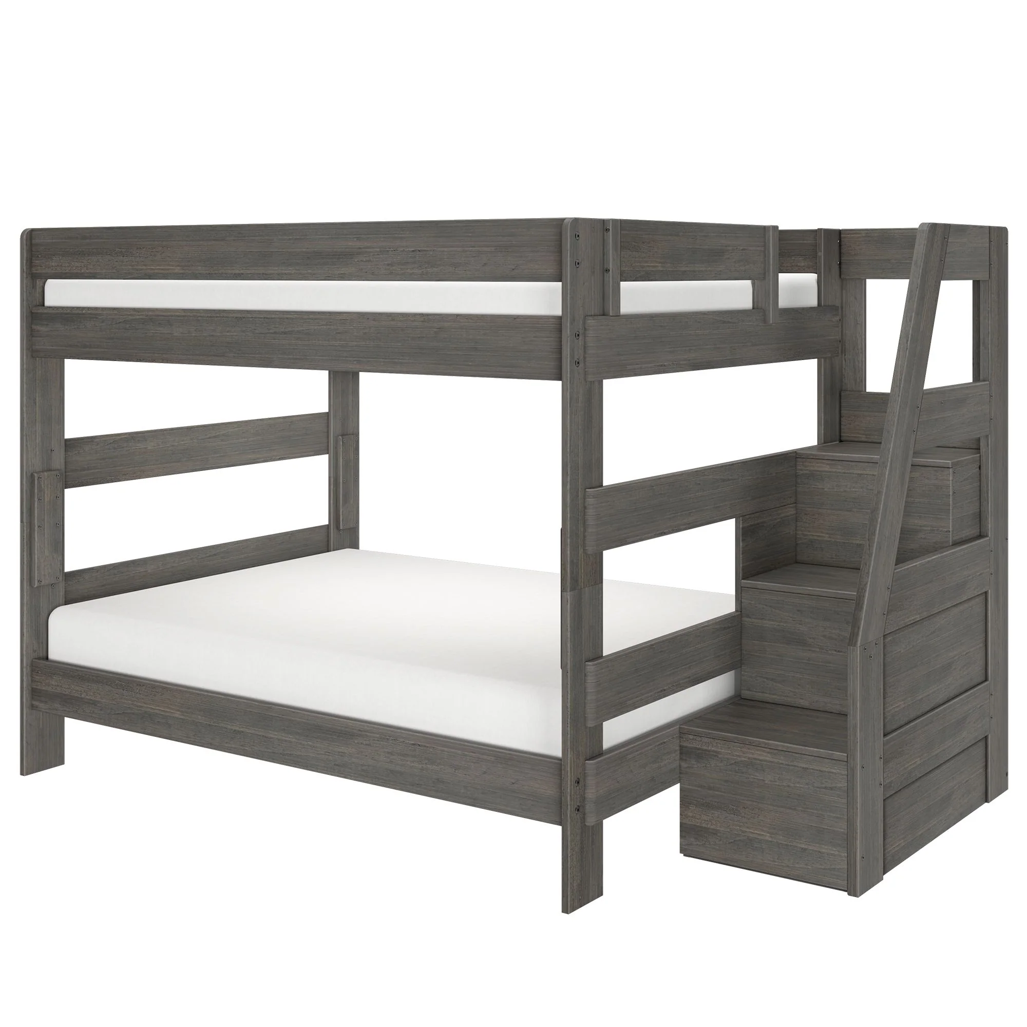 Modern Farmhouse Queen Over Queen Bunk Bed With Stairs - Image 11
