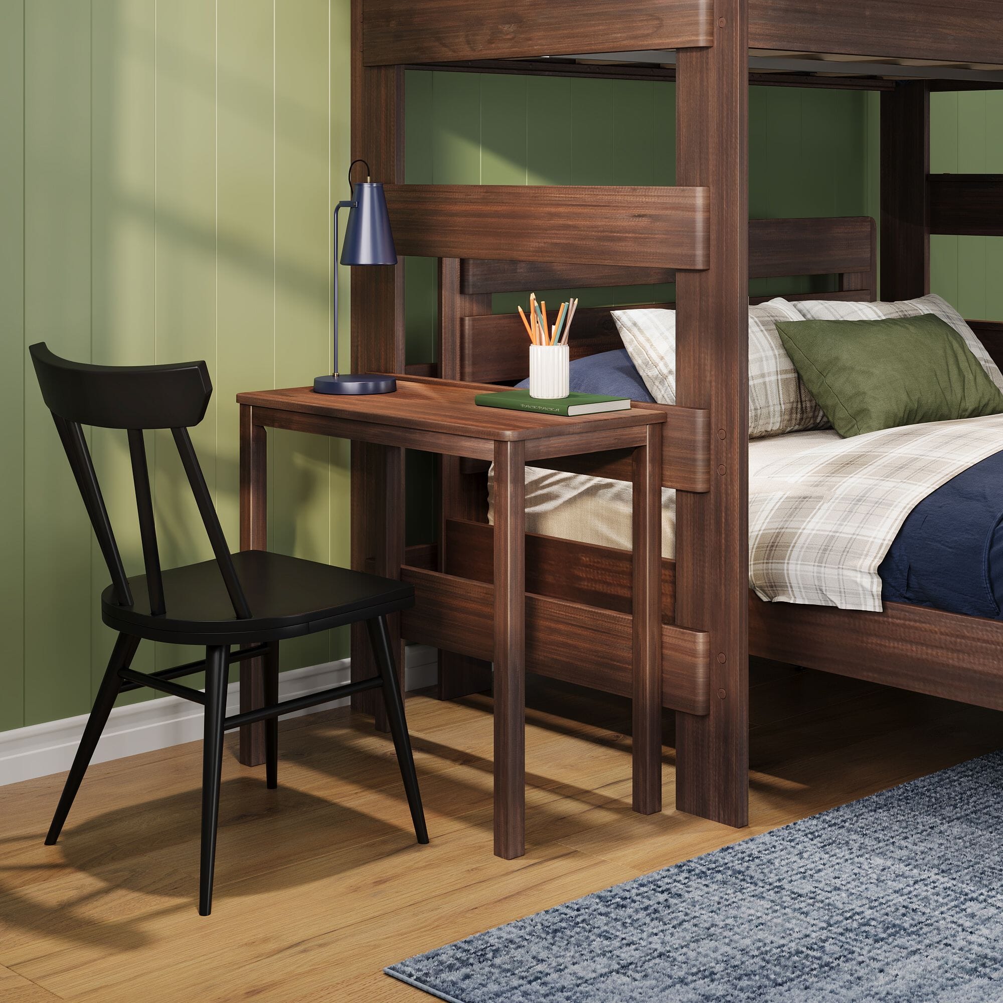 Modern Farmhouse Twin Over Queen L-Shaped Bunk Bed With Desk - Image 19
