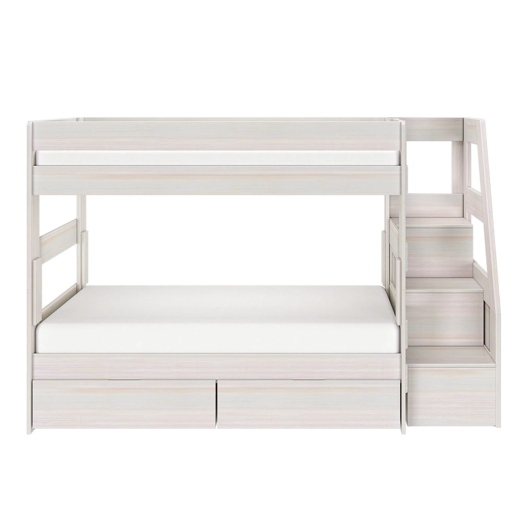 Modern Farmhouse Twin Over Twin Bunk Bed With Stairs & Storage Drawers - Image 6