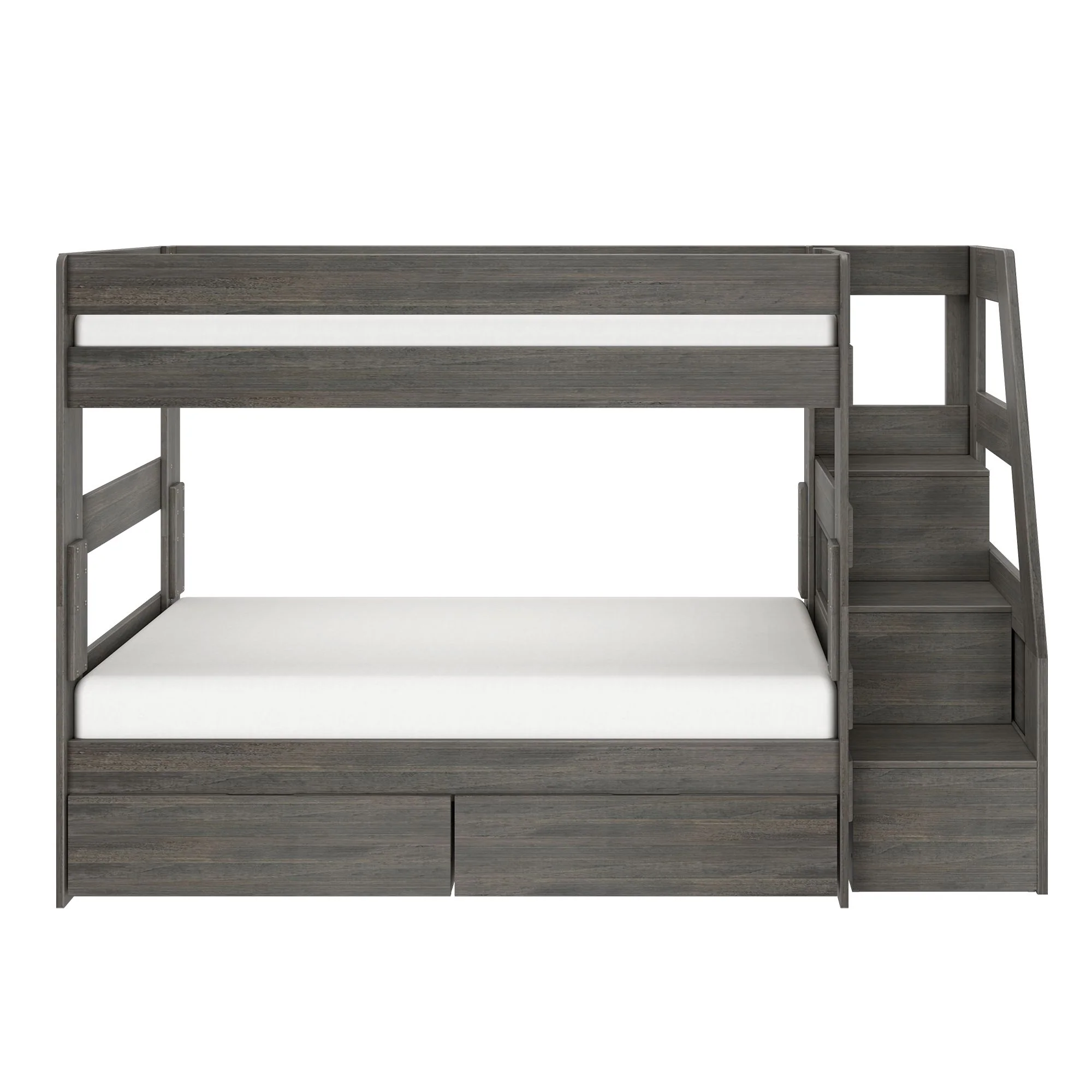 Modern Farmhouse Twin Over Twin Bunk Bed With Stairs & Storage Drawers - Image 7