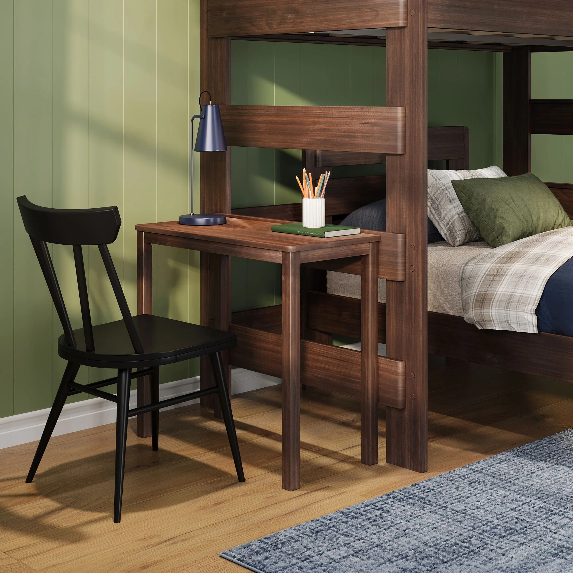 Modern Farmhouse Twin Over Twin L-Shaped Bunk Bed With Desk - Image 19