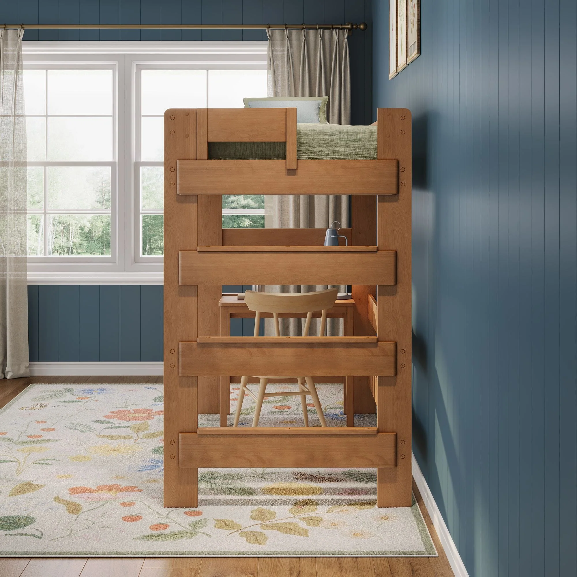 Modern Farmhouse Twin Loft Bed With Desk - Image 22