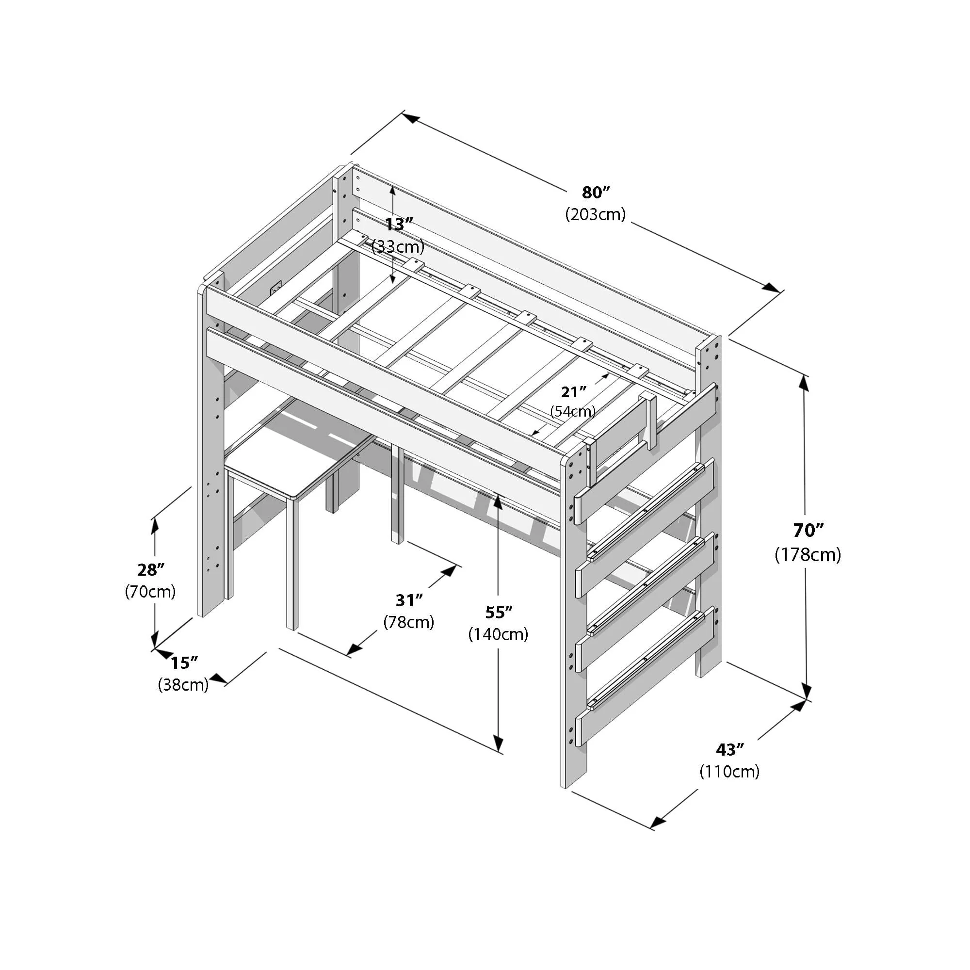 Modern Farmhouse Twin Loft Bed With Desk - Image 27