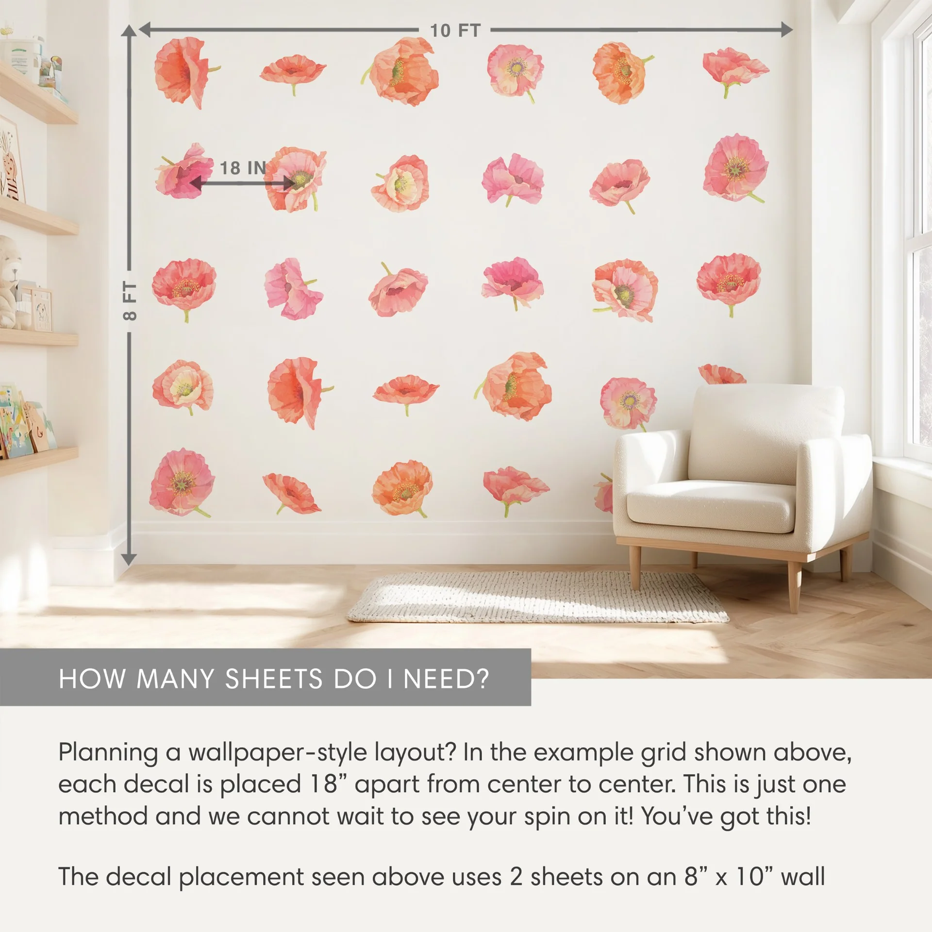 Mej Mej Poppies Peel and Stick Wall Decals, Large - Image 3