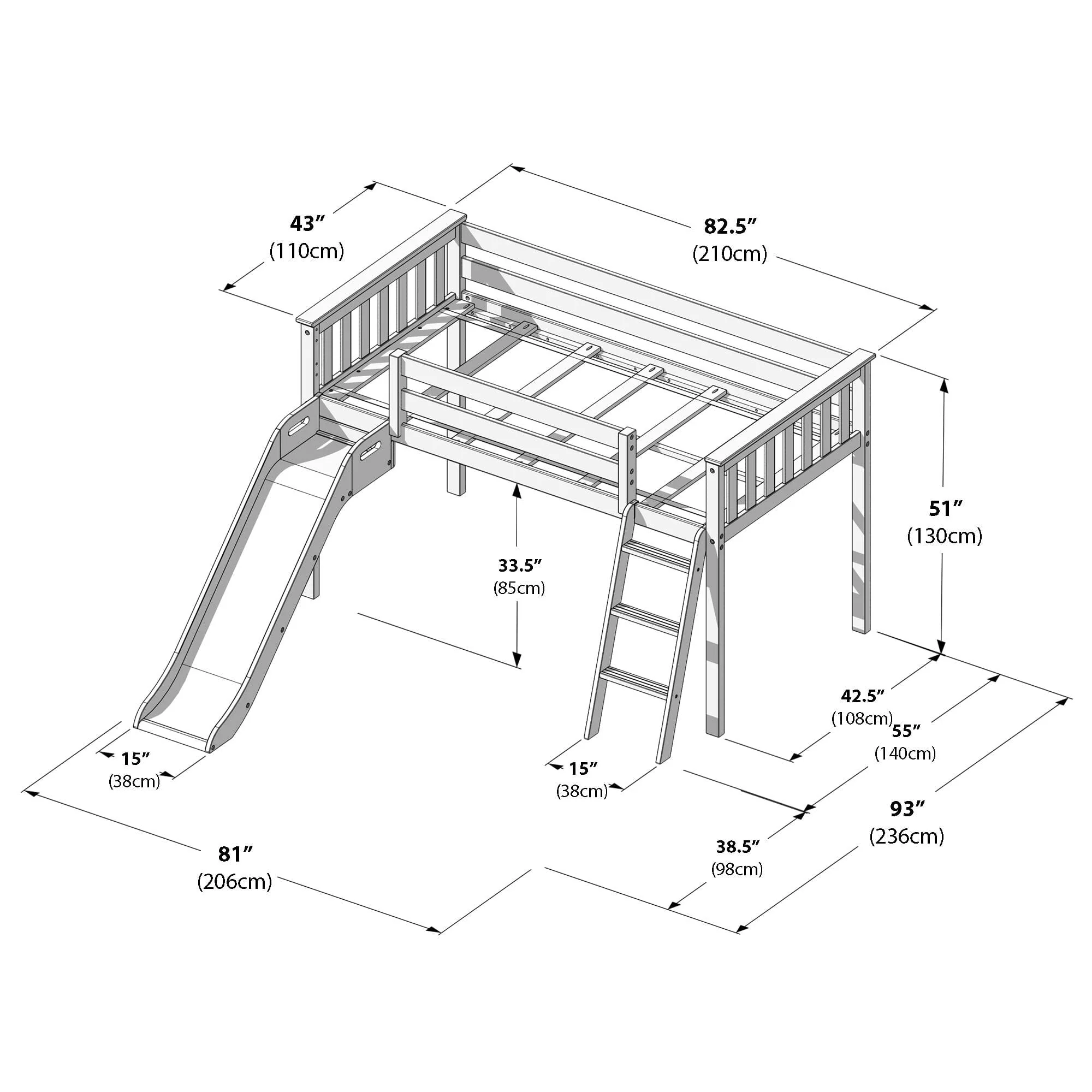 Twin Low Loft Bed With Slide - Image 29