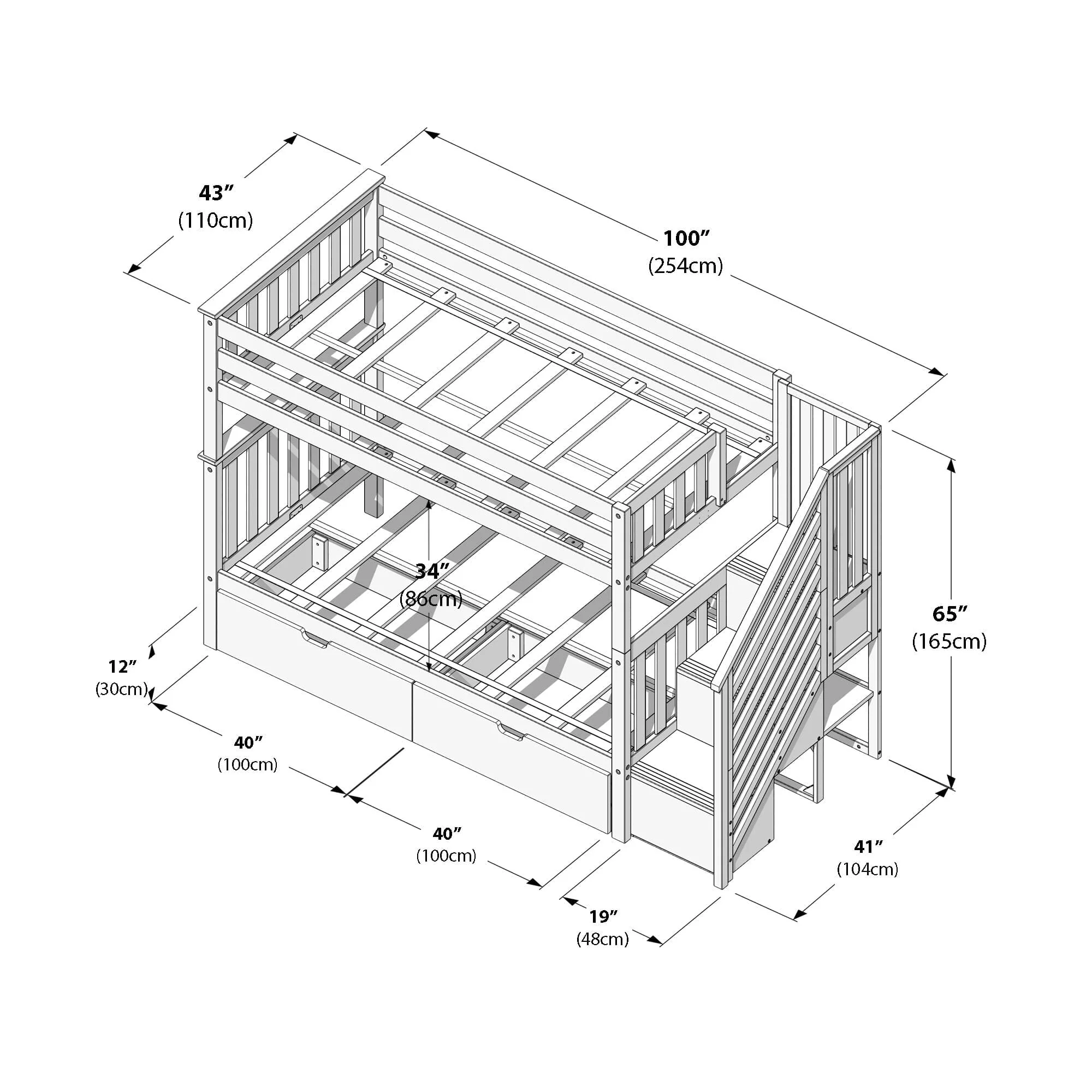 Twin Over Twin Bunk Bed With Stairs & Storage Drawers - Image 39