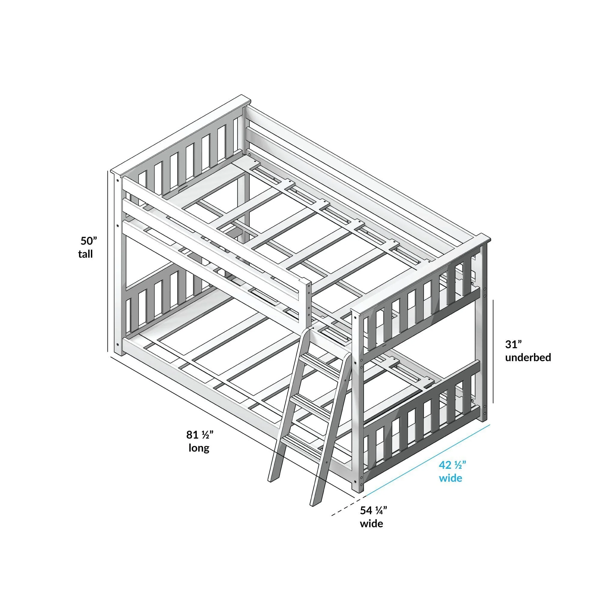 Twin Over Twin Low Bunk Bed With Curtain - Image 103