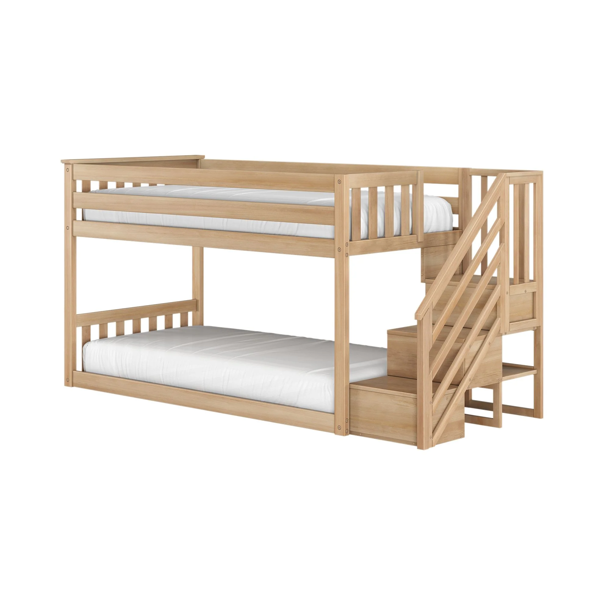 Twin Over Twin Low Bunk Bed With Stairs - Image 15