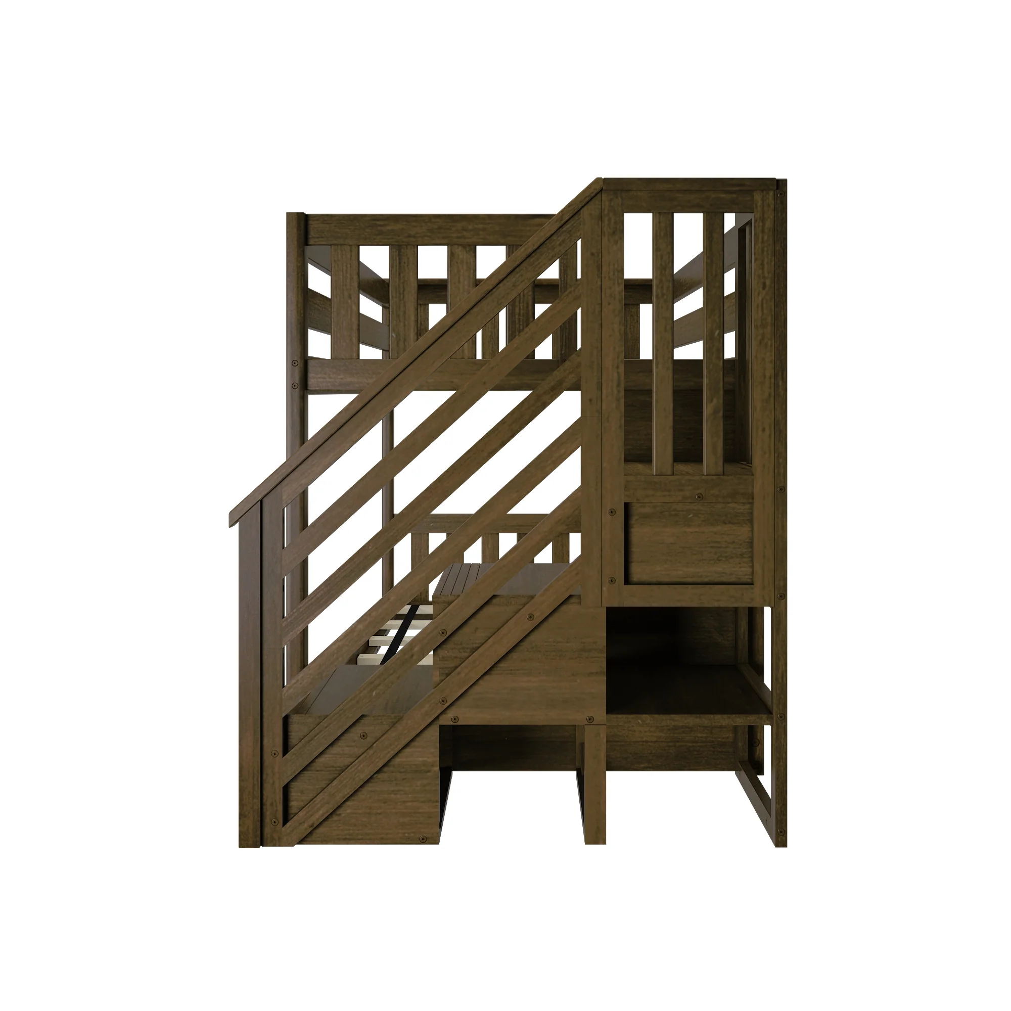 Twin Over Twin Low Bunk Bed With Stairs - Image 23